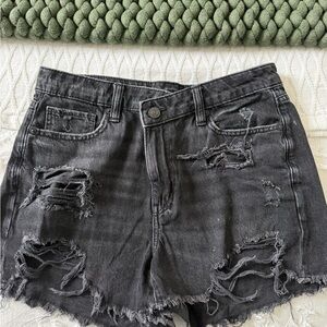 American Eagle Outfitters Distressed Black Denim Shorts